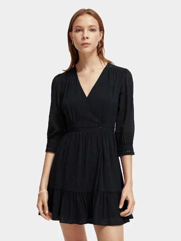 Amazing Deals V-neck mini wrap dress