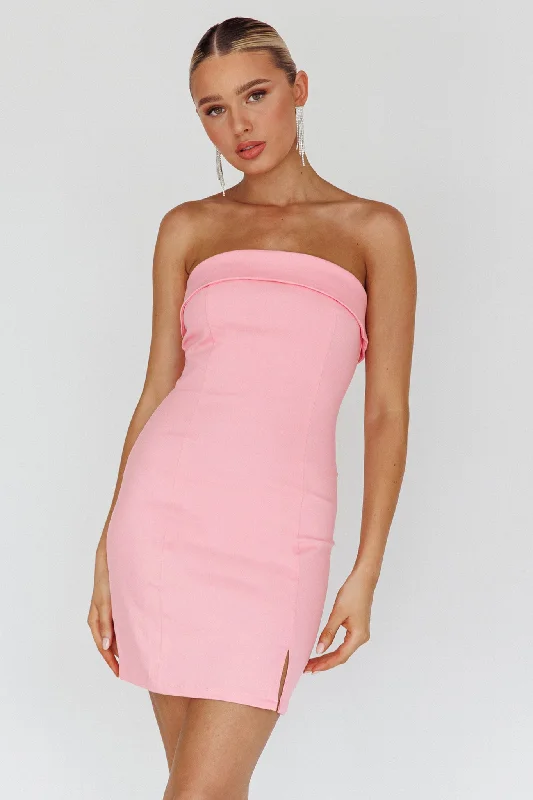 Early Access Jordi Foldover Neckline Mini Dress Baby Pink