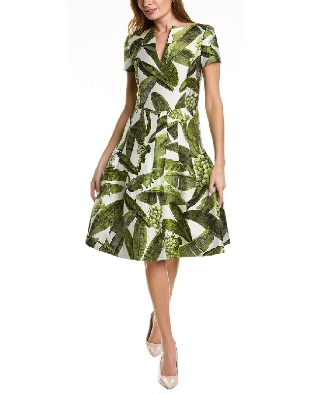 Low Prices Oscar de la Renta Split-Neck Silk-Blend Dress