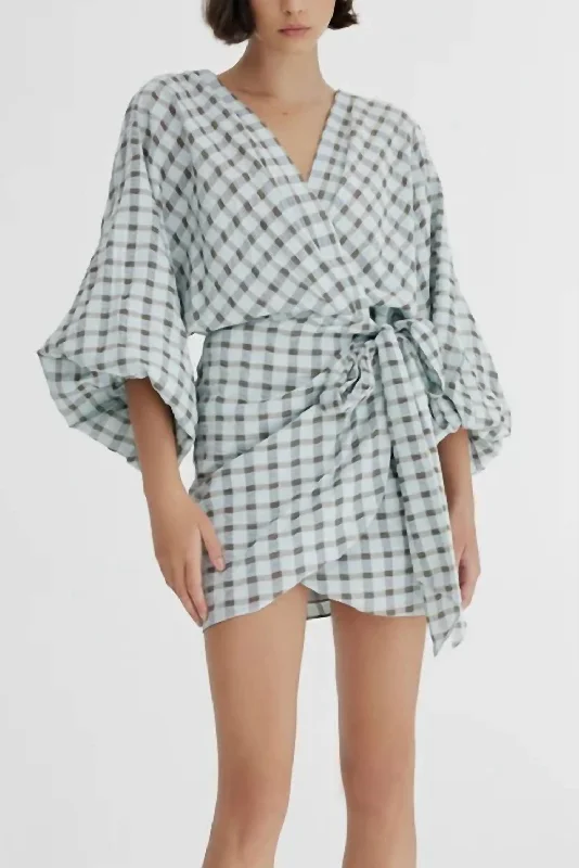 Anniversary Sale Emily Mini Dress in Mint Check