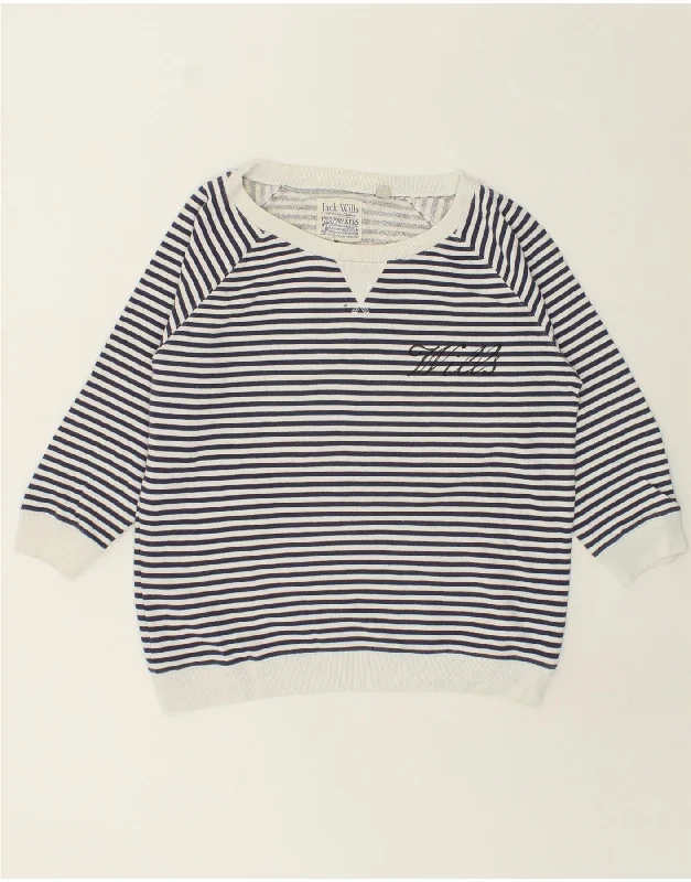 Lowest Prices JACK WILLS Womens Sweatshirt Jumper UK 12 Medium Navy Blue Striped Cotton Lowest Prices JACK WILLS Womens Sweatshirt Jumper UK 12 Medium Navy Blue Striped Cotton