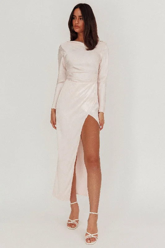 Fantastic Offers Loveland Long Sleeve Cowl Back Maxi Dress Blush