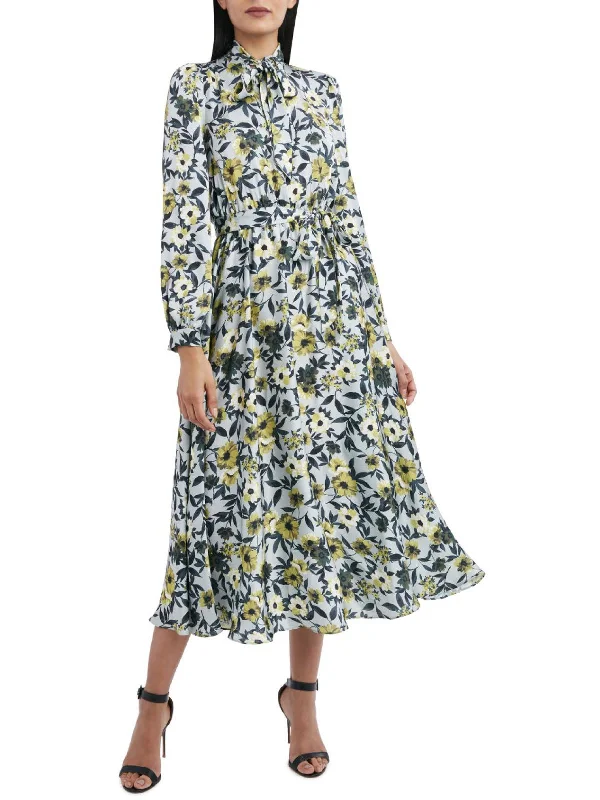 Online Exclusive Womens Floral Mock Neck Midi Dress