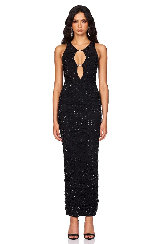 YEAR-End Clearance Nookie Crystal Halter Maxi Dress - Black