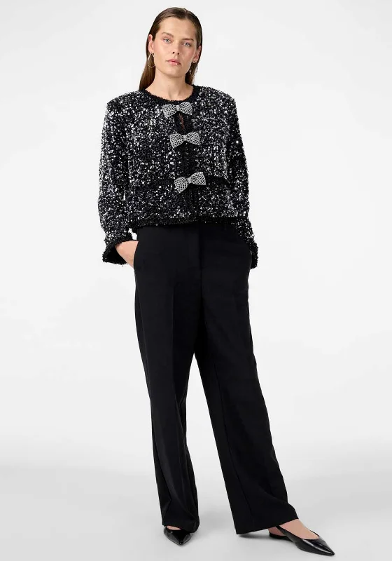Steals and Deals Y.A.S Bow Sequin Short Jacket, Black