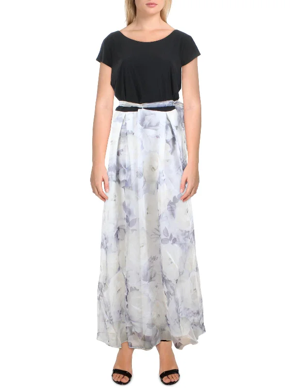 Markdown Madness Plus Womens Belted Maxi Evening Dress
