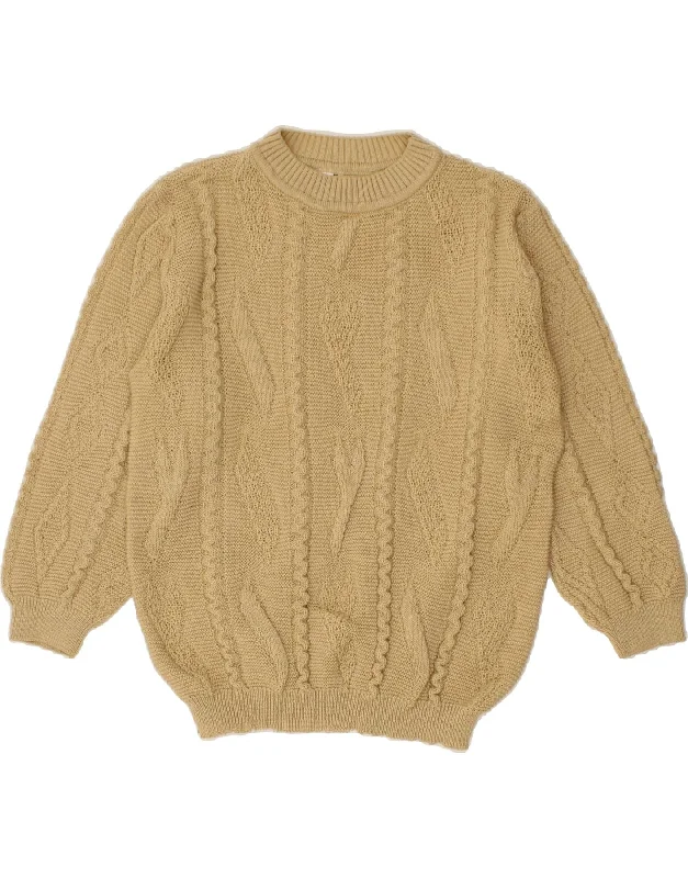 Bonus Savings VINTAGE Womens Crew Neck Jumper Sweater UK 14 Large Beige