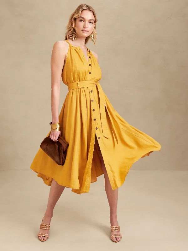 Crazy Deals Linen Midi Dress