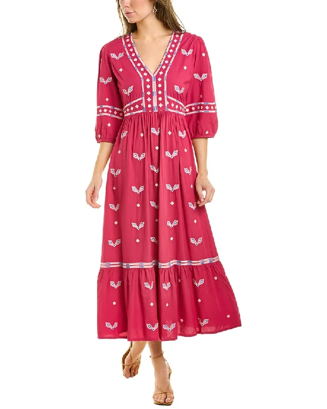 Amazing Deals ba&sh Embroidered Midi Dress