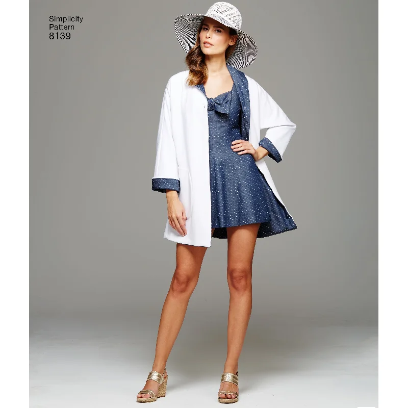 Holiday Sale Simplicity Bathing Dress & Beach Coat S8139