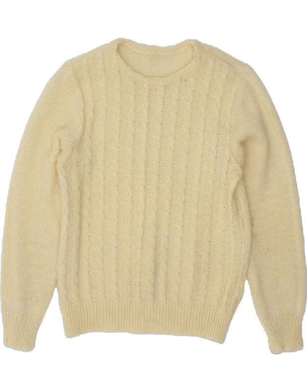 Mega Sale VINTAGE Womens Boat Neck Jumper Sweater UK 14 Medium Off White Acrylic