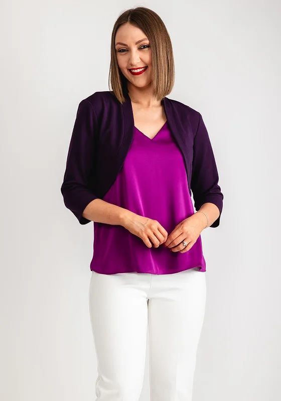 Act Fast Joseph Ribkoff Jersey Bolero Jacket, Deep Purple