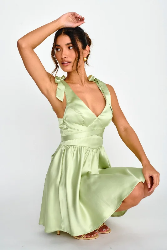 Deal of the Week Majesty Tied Shoulder Mini Dress Lime