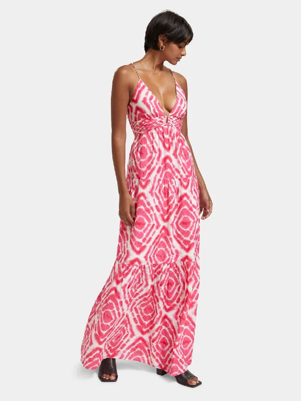 Best Deals V-neck tie-dyed maxi strap dress