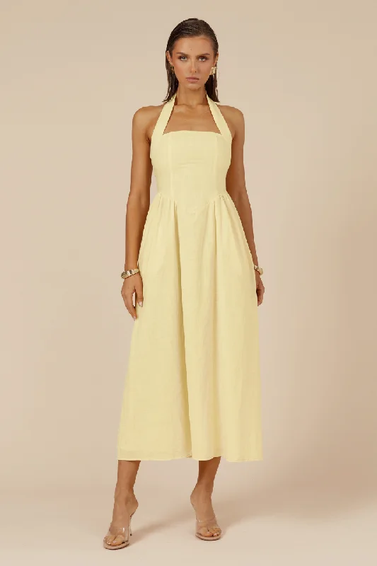 Online Exclusive Lock Midi Dress - Lemon