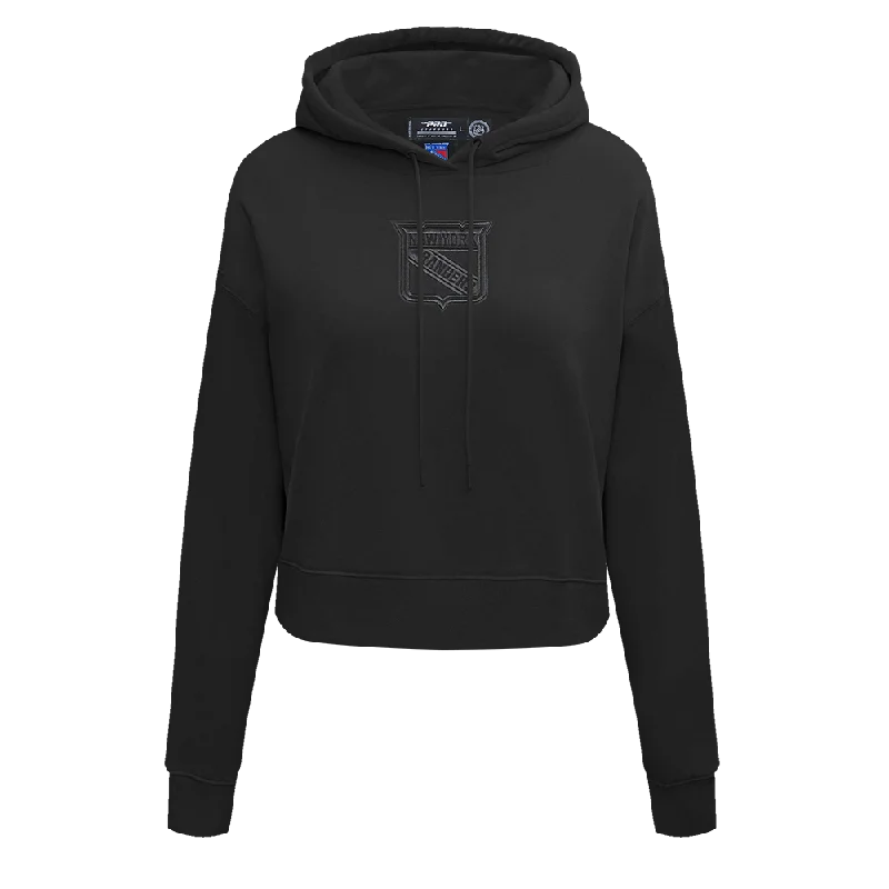Midnight Sale NHL NEW YORK RANGERS NEUTRAL WOMEN'S CROPPED PO HOODIE (BLACK)