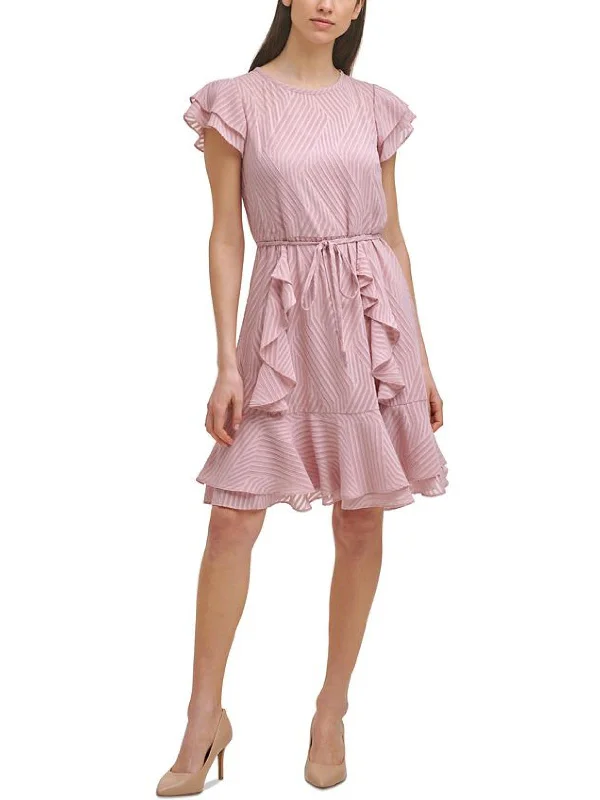 Exclusive Online Offer Womens Ruffled Textured Midi Dress