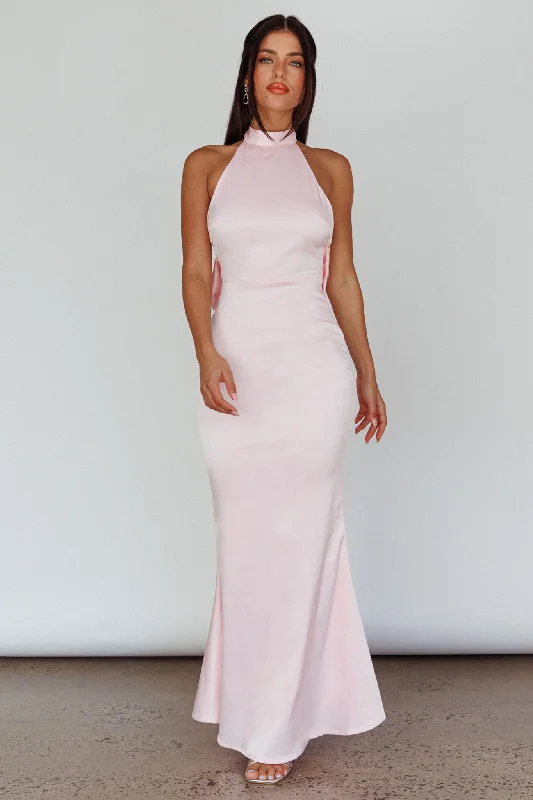 Special Price Fifth Avenue Bow Back Maxi Dress Baby Pink