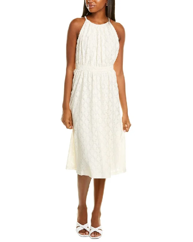 Super Sale London Times Halter Inset Waist Midi Dress