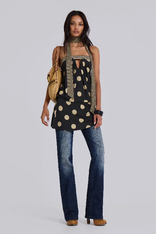 Midnight Madness Lola Strapless Mini Dress in Polkadot Stripe