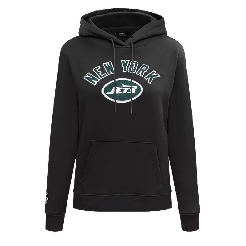 Massive Deals NFL NEW YORK JETS CLASSIC WOMEN'S FLC PO HOODIE (BLACK)