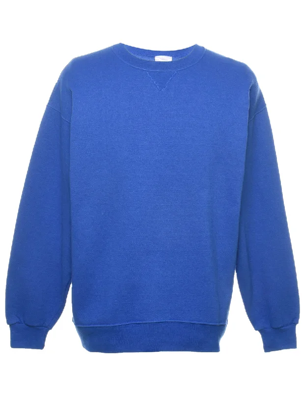 Quick Sale Blue Plain Sweatshirt - XL