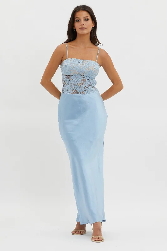 Can't Be Beat Moon Magic Floral Bodice Dress Blue