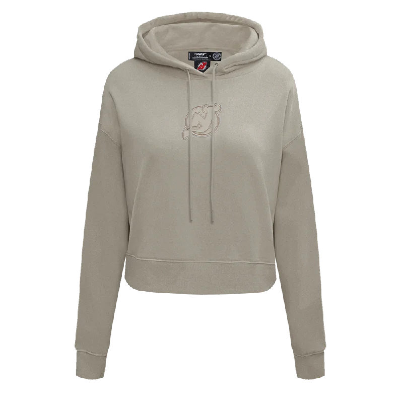 Warehouse Sale NHL NEW JERSEY DEVILS NEUTRAL WOMEN'S CROPPED PO HOODIE (TAUPE)