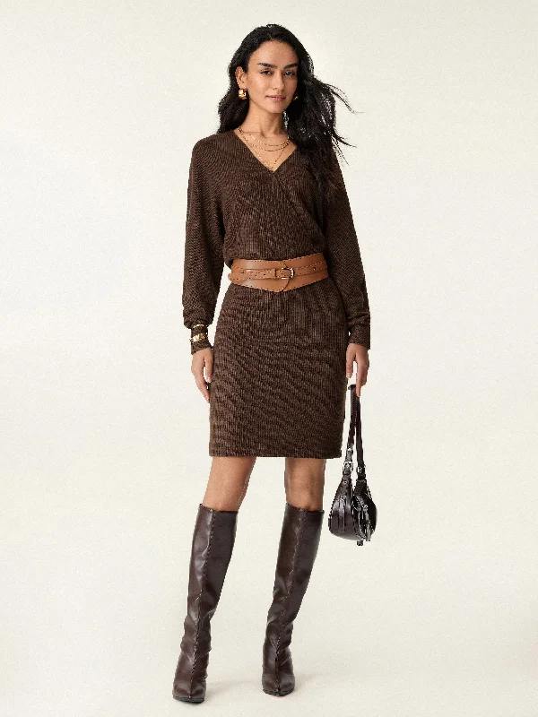 Act Fast Surplice Batwing Dress
