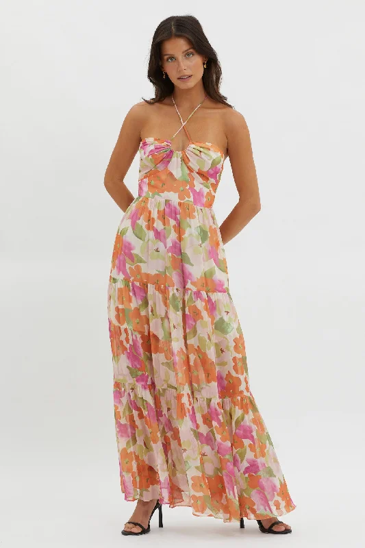 Year-End Sale Main Attraction Halterneck Dress Print Pink