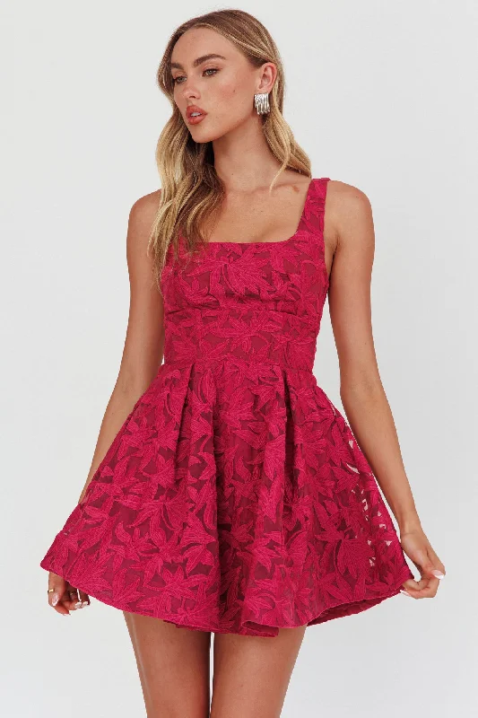 Price Drop Alert Miley Embroidered A-Line Mini Dress Fuchsia