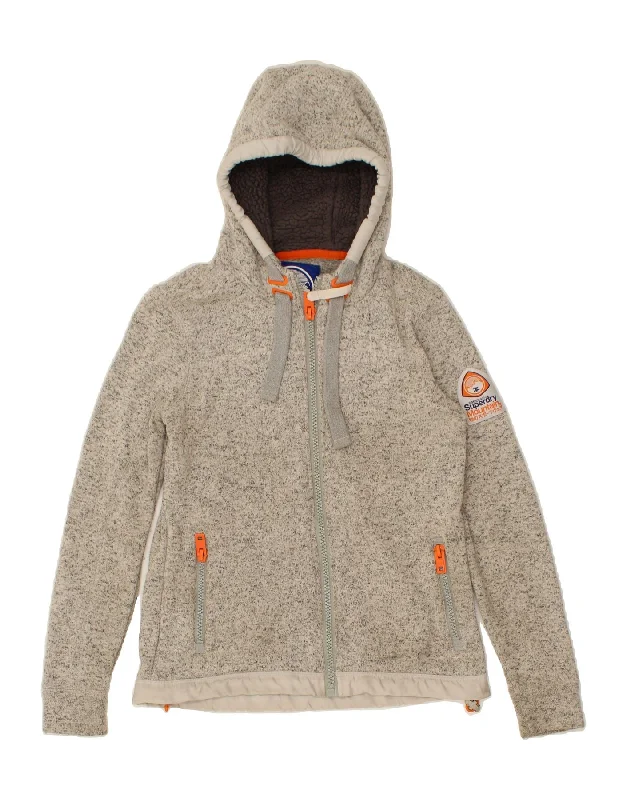 Warehouse Sale SUPERDRY Womens Zip Hoodie Sweater UK 10 Small Grey Flecked Polyester Warehouse Sale SUPERDRY Womens Zip Hoodie Sweater UK 10 Small Grey Flecked Polyester