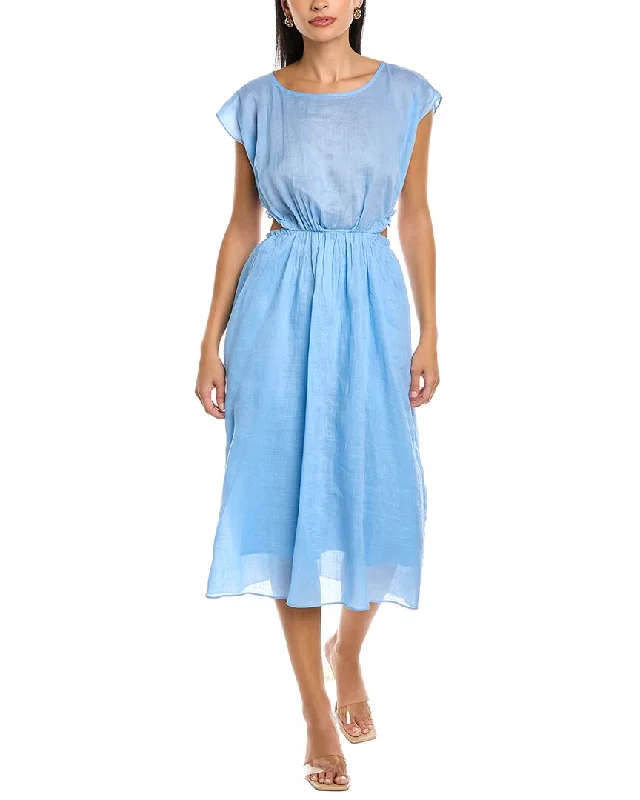 Buy More, Save More Rebecca Taylor Cap Sleeve Linen Midi Dress