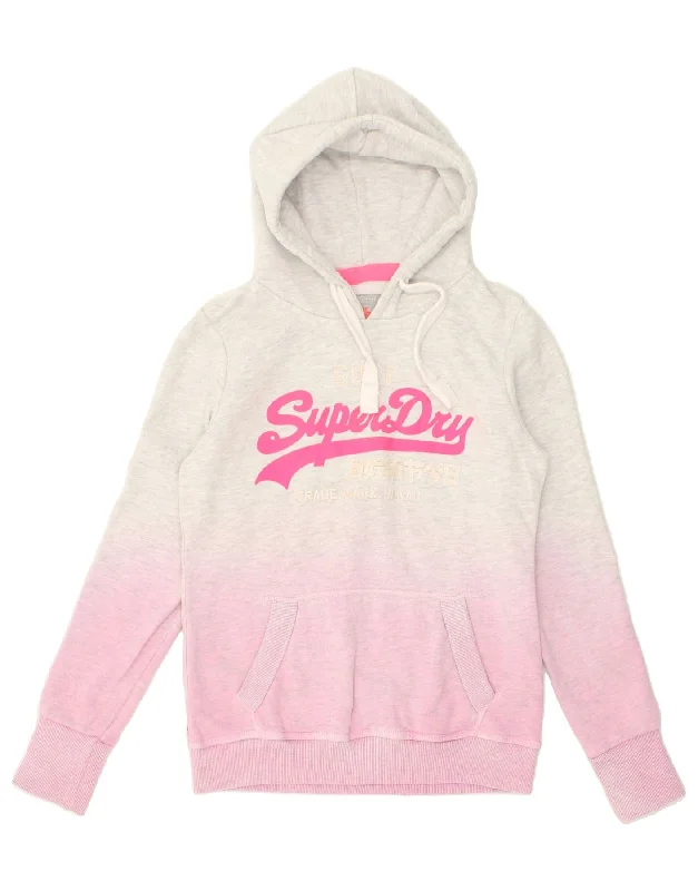 Unmissable Offer SUPERDRY Womens Graphic Hoodie Jumper UK 10 Small Pink Colourblock Cotton Unmissable Offer SUPERDRY Womens Graphic Hoodie Jumper UK 10 Small Pink Colourblock Cotton
