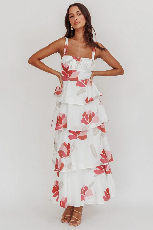 Extra Savings Provence Bloom Tiered Floral Maxi Dress Rose