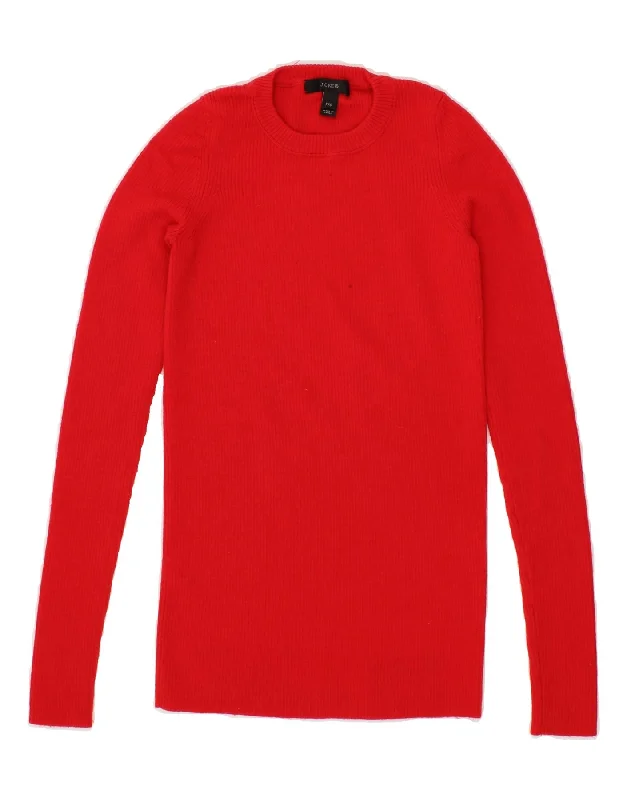 Price Cut J. CREW Womens Crew Neck Jumper Sweater UK 0 2XS Red Merino Wool