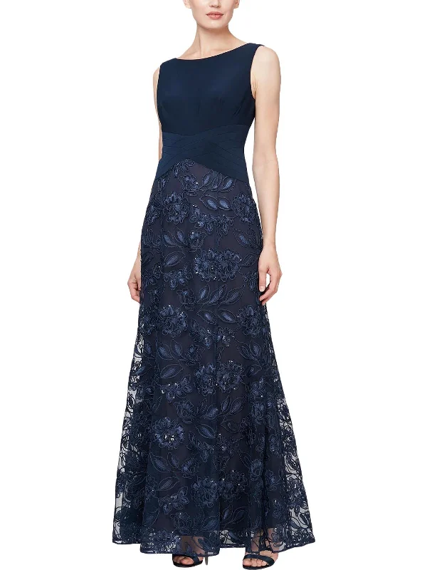 Early Bird Discount Rosette Womens Embroidered Sleeveless Maxi Dress