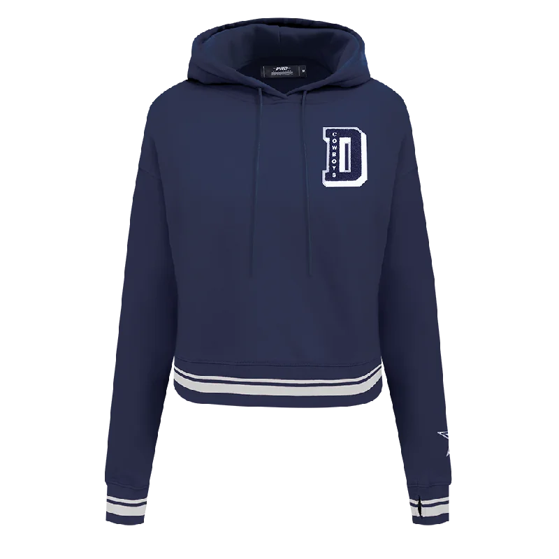 Great Deals NFL DALLAS COWBOYS MASHUP WOMEN'S RIB CROPPED PO HOODIE (MIDNIGHT NAVY)