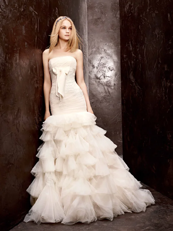 Midnight Madness Vera Wang Mermaid Gown with Lace Applique & Grosgrain Bo