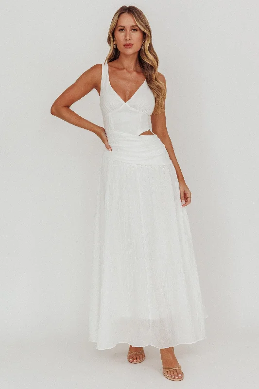 Deal Dash First Dates Waist Cut-Out Maxi Dress White