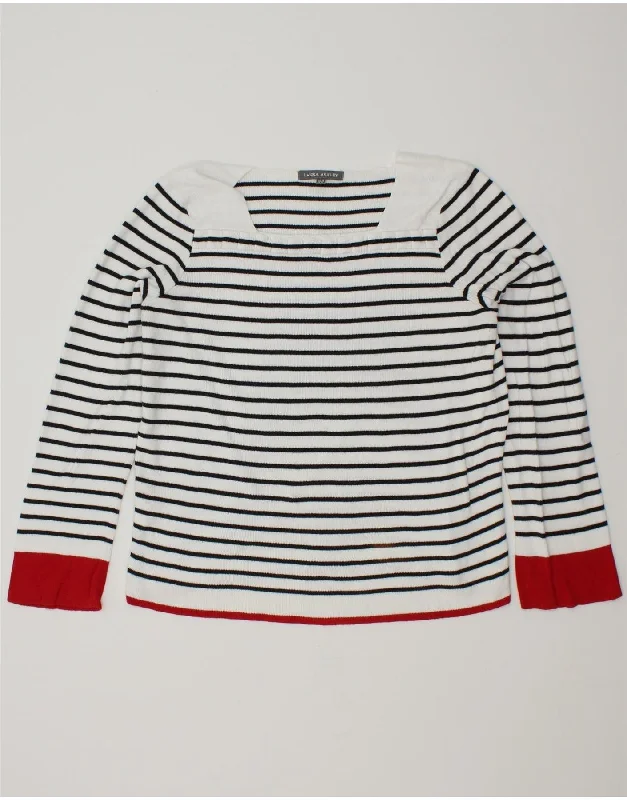 Sneak Peek Sale LAURA ASHLEY Womens Boat Neck Jumper Sweater UK 12 Medium White Striped Sneak Peek Sale LAURA ASHLEY Womens Boat Neck Jumper Sweater UK 12 Medium White Striped