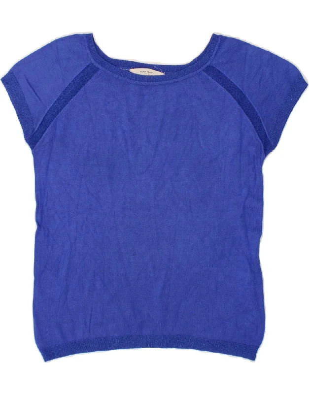 Season Finale Sale NAF NAF Womens Short Sleeve Boat Neck Jumper Sweater UK 6 XS Blue Viscose Season Finale Sale NAF NAF Womens Short Sleeve Boat Neck Jumper Sweater UK 6 XS Blue Viscose