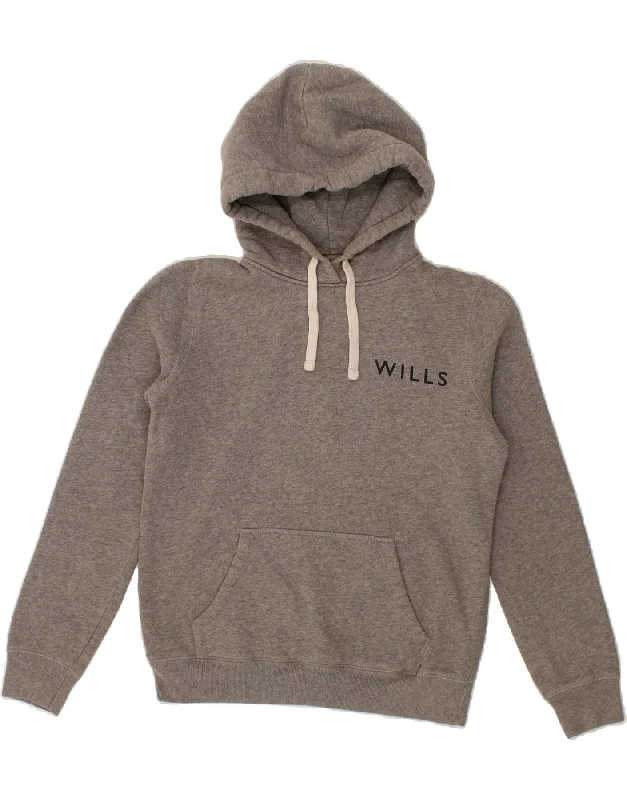 Exclusive Preview JACK WILLS Womens Graphic Hoodie Jumper UK 8 Small Grey Cotton
