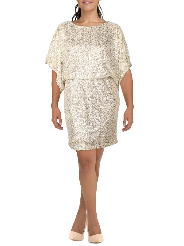 Don't Wait Womens Sequined Knee-Length Cocktail and Party Dress