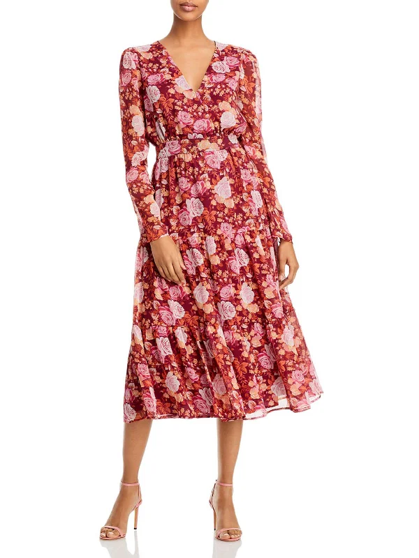 Extra Savings Womens Floral Surplice Shift Dress
