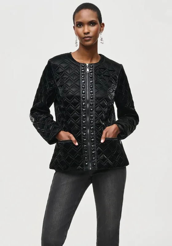 Huge Discounts Joseph Ribkoff Embellished Quilted Sheen Jacket, Black