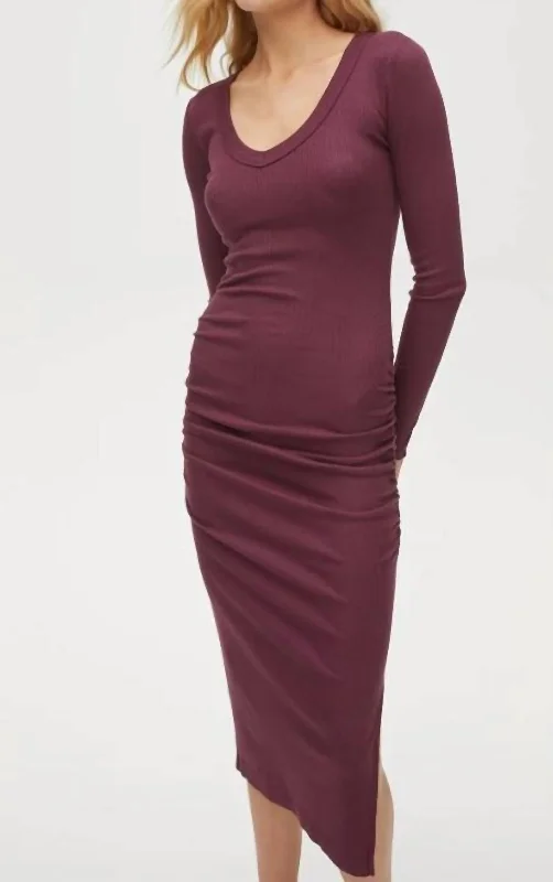 Big Savings Nova Ribbed Dress in Auburn