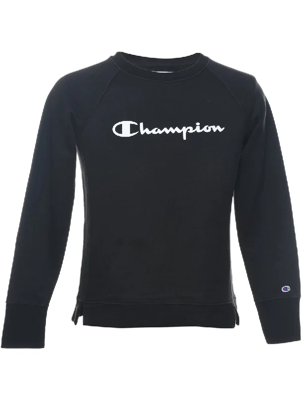 Super Sale Champion Black Embroidered Sweatshirt - S