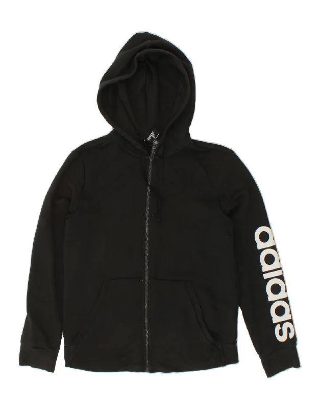 Price Smash ADIDAS Womens Graphic Zip Hoodie Sweater UK 16/18 Large Black Cotton