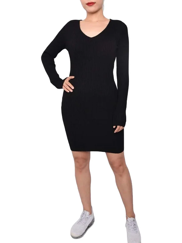 Doorbuster Deal Juniors Womens Lace-Up Mini Sweaterdress
